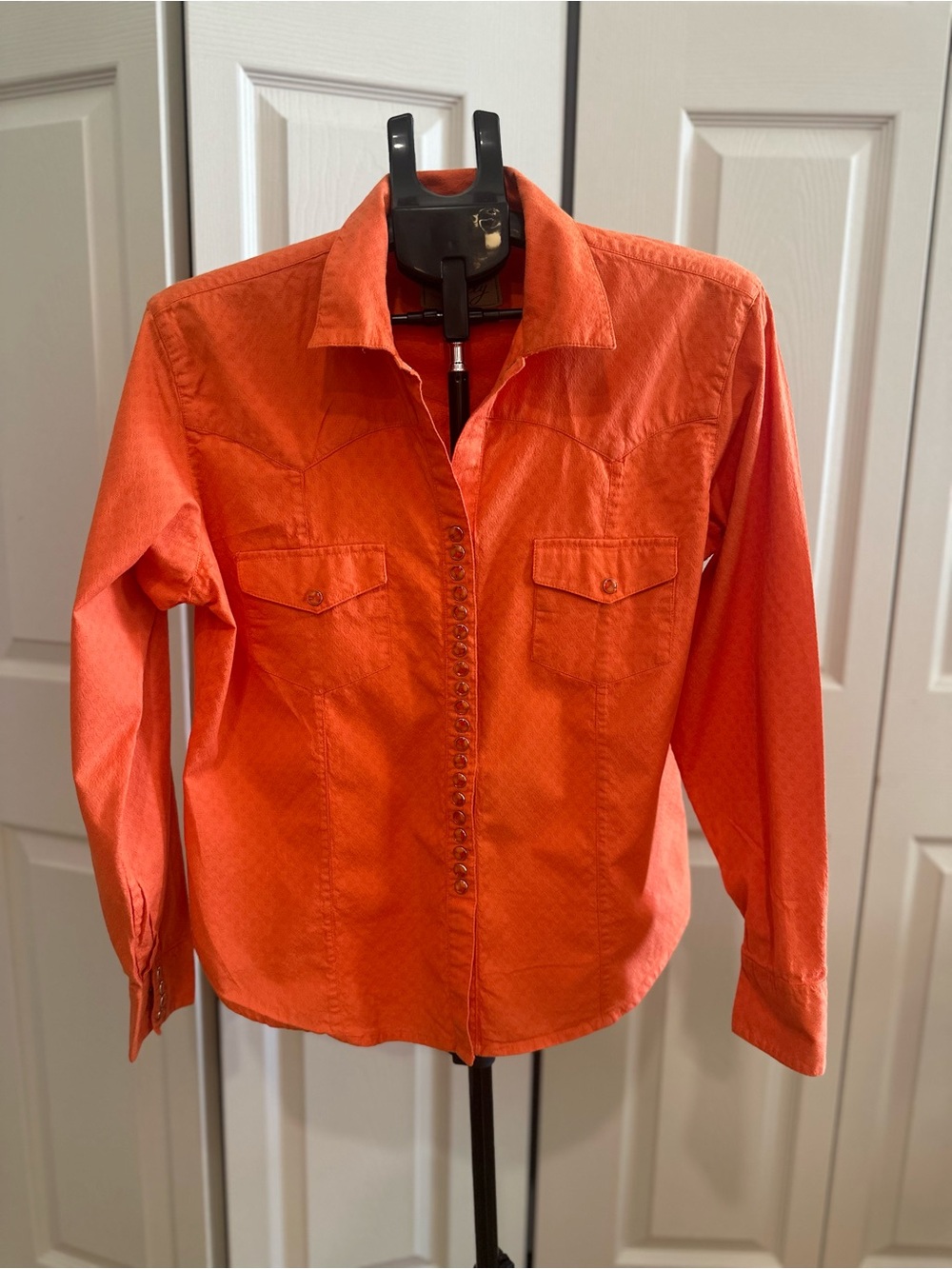 Scully Cantina Orange 100% Cotton Western Snap Shirt L